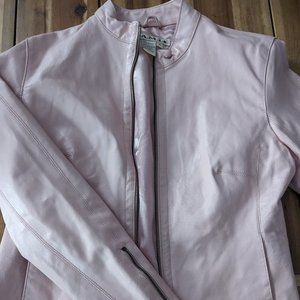 Women's Pink Leather Motorcycle Jacket